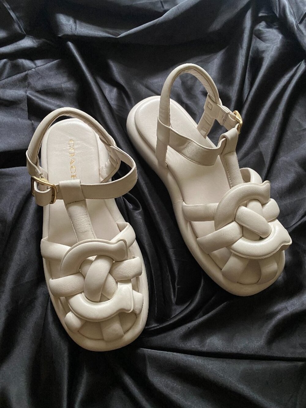 Coach Penney Flatform Sandal In Chalk Fisherman Pillow Size 7.5 Summer